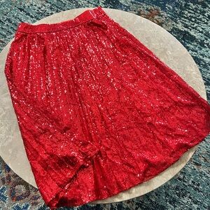 Lena Sparkling Red A-Line Skirt